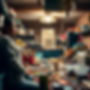 A mother surrounded by unfinished projects and craft supplies in a cluttered basement