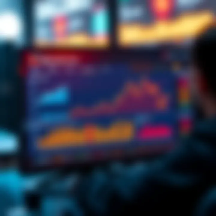 A digital screen displays wallet data and charts related to Solana, showing trends and movements.