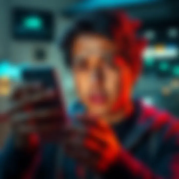 A person looking worried while checking their Revolut app showing a negative balance and a recent unexpected payment.