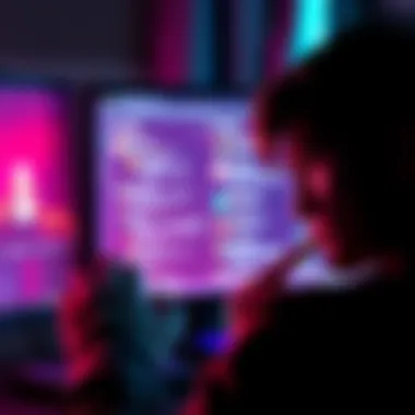 Negative Reactions to Crypto Posts A person looking frustrated at a computer screen displaying cryptocurrency forums, with downvote symbols visible.