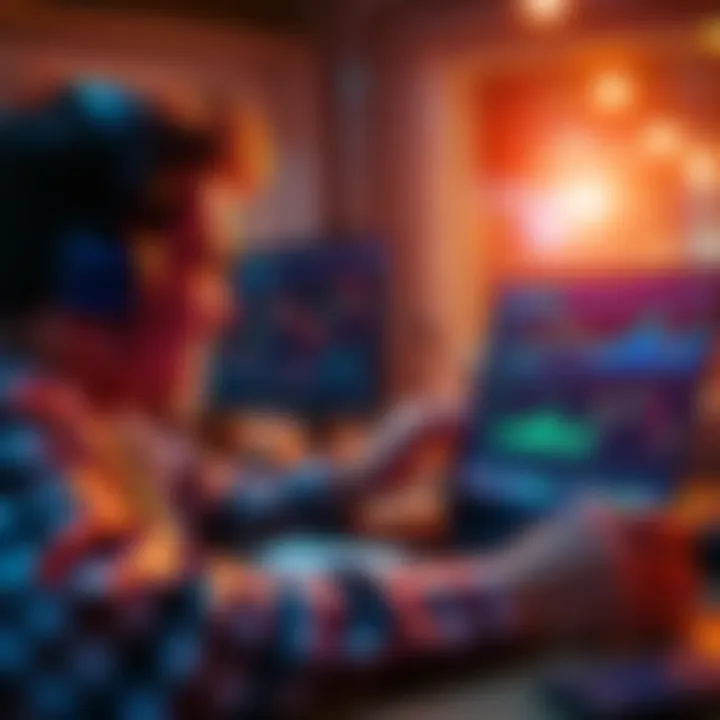 A person looking at Ethereum charts on a laptop, excited after buying ETH at a high price.