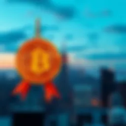 A graphic showing the New York skyline with a cryptocurrency symbol and a tax sign overlay, representing the new tax proposal on crypto transactions.