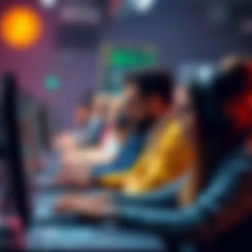 A group of diverse people working on computers, representing node operators maintaining the Bitcoin network, showcasing their critical role in blockchain integrity.