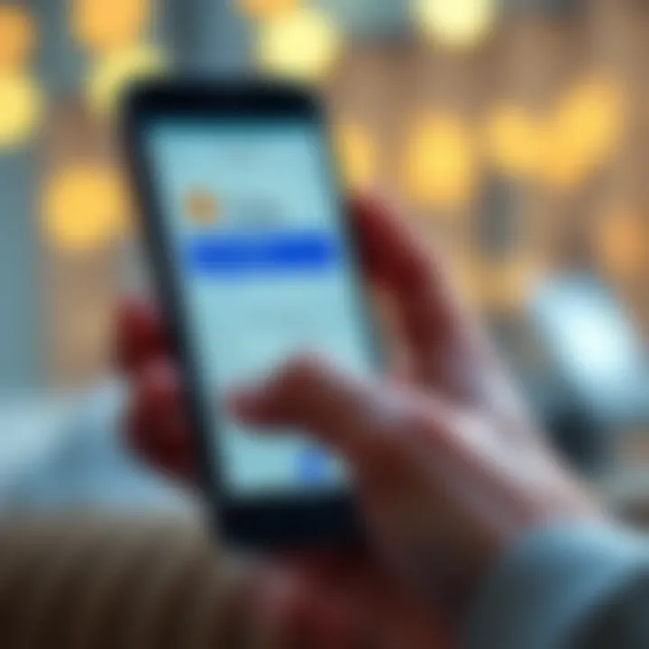 A person using a non custodial wallet on a smartphone with a clear and simple interface, showing a cryptocurrency balance and easy navigation.
