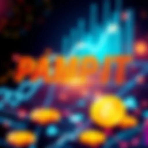 A vibrant graphic representing the Pamp It trend in cryptocurrency, with upward trending charts and crypto symbols.