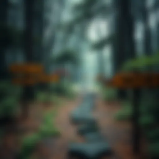 A winding path through a forest with signs pointing to various unexpected events and shifts, symbolizing the twists of our timeline