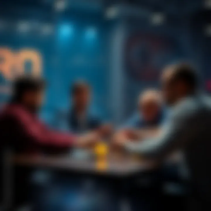 A group of people gathered around a table, sharing tips and advice on cryptocurrency investments.