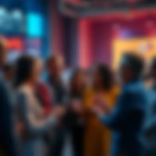 Group of diverse people engaging in lively discussions about new opportunities