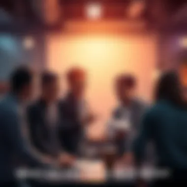 A group of people discussing ideas and sharing advice to solve problems together