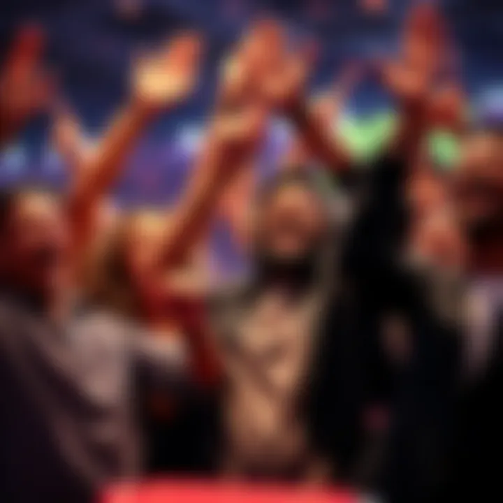 People celebrating token purchases Group of happy people celebrating after buying tokens for under $100