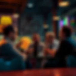 A group of people debating about Bitcoin in a coffee shop