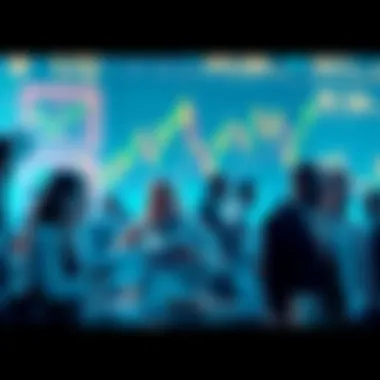 A diverse group of people examining charts and discussing cryptocurrency investments, symbolizing the rise of alt-season in the market.