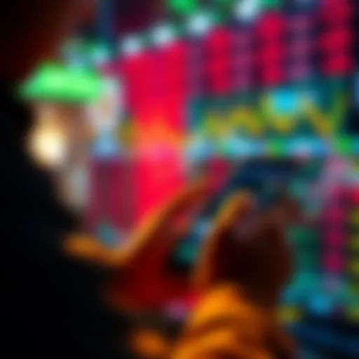 A person looking at Bitcoin prices on their smartphone while considering a purchase