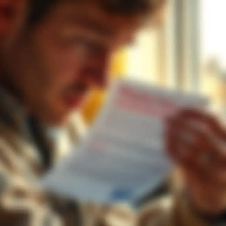 A person examining a phishing letter that looks like it’s from the US Post Office, showing a warning about scams.