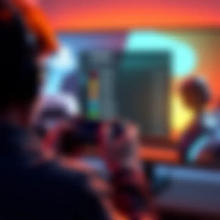 A gamer checking their PlayStation in-game purchase options on screen with game controller in hand