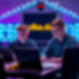 A group of developers collaborating to build on the Polkadot network using pre.dev tools on their laptops