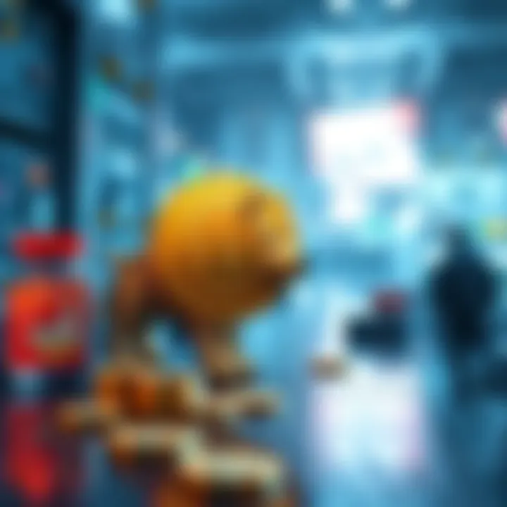 Visual representation of real world assets being integrated into the Dogecoin Layer 1 blockchain, showcasing digital and physical items merging together in a financial context.