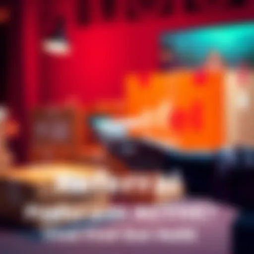 A graphic showing a person sharing a referral link with friends, with delivery boxes in the background.
