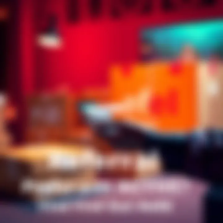 A graphic showing a person sharing a referral link with friends, with delivery boxes in the background.
