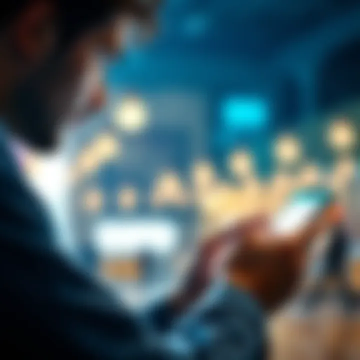 A man checking his Revolut account on a smartphone