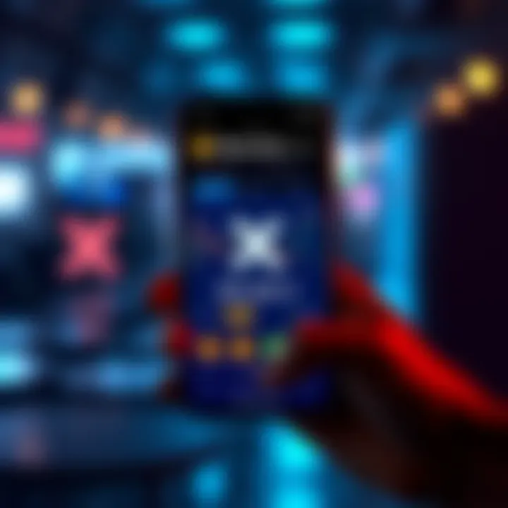 A smartphone displaying the Revolut X app interface for crypto trading. The screen shows a graph and crypto icons, highlighting low fees.