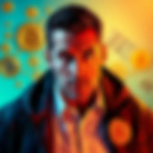 Roger Ver under house arrest in Spain, with Bitcoin symbols and money visuals in the background.