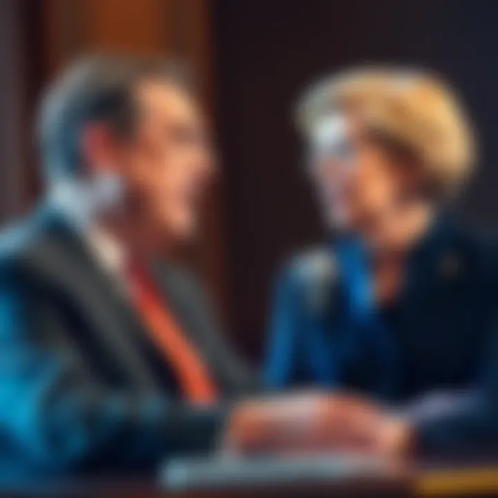 David Sacks speaking passionately while Senator Elizabeth Warren listens during a tense discussion about crypto regulation.