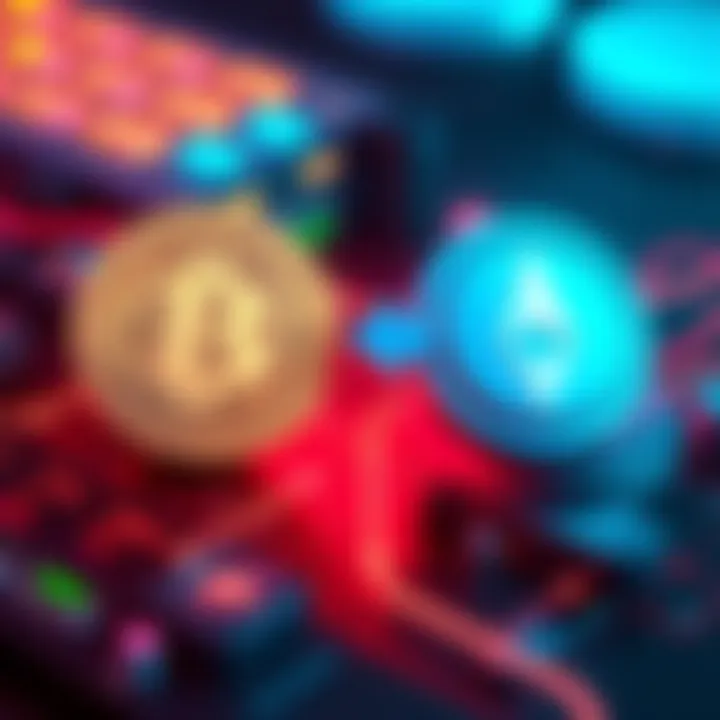 A graphic showing Bitcoin and Tether with arrows indicating a trade between them