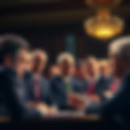 Group of senators discussing changes to financial regulations related to stablecoin and the Trump family