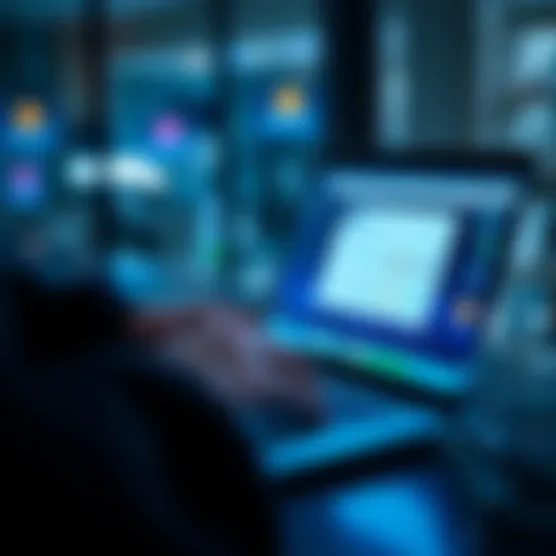 A person using a laptop to set up an onchain wallet with a clear interface and digital currency icons visible on the screen.