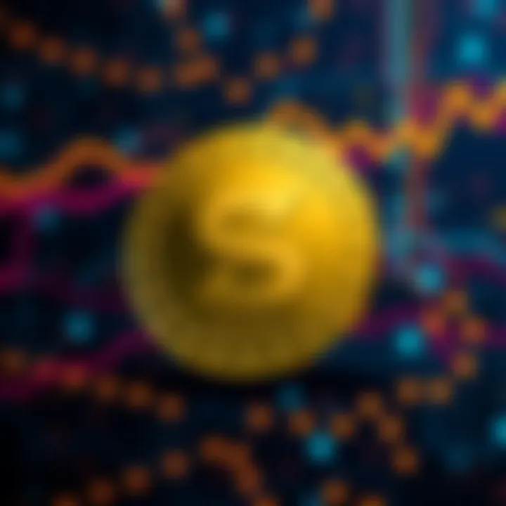 A bold Shiba Coin logo in front of a digital blockchain background representing its cryptocurrency nature.