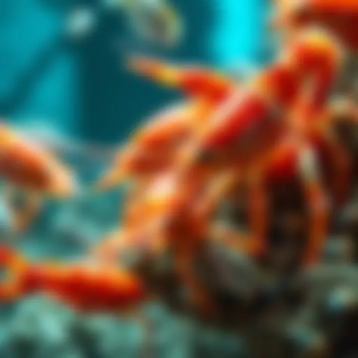 Shrimps Eating Crabs and Fish A group of shrimps feeding on crabs and small fish in the ocean