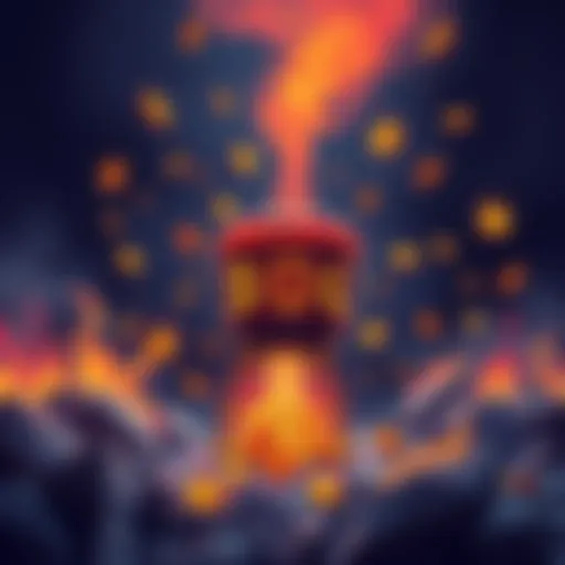 A digital illustration showing a vibrant Sol Incinerator, symbolizing the process of burning tokens to recover SOL, with animated tokens in flames around it.