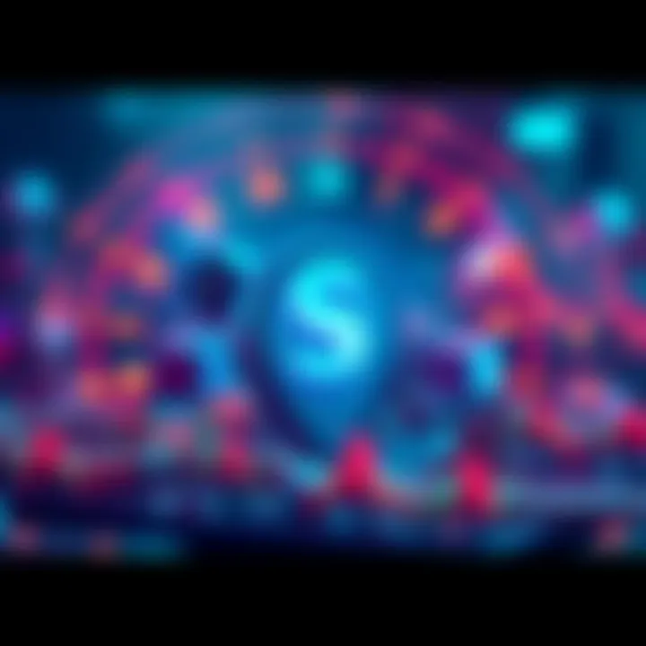 A visual representation of Solana blockchain technology with stock icons, showing the potential for tokenizing stocks.