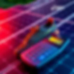 A graphic showing solar panels with a background of Asics shoes and a calculator representing the investment analysis