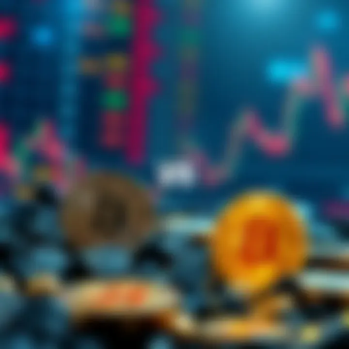 A graphic showing a comparison between S&P 500 index funds and Bitcoin, with visuals representing stocks and cryptocurrency. 