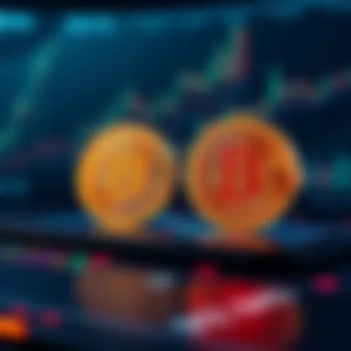 A visual representation of two WBTC coins being staked on a platform, with charts showing potential yield growth.
