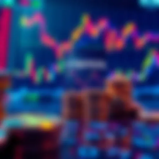 A graphic showing a downward trend in staking rewards for Str8 Pool with tokens and charts in the background