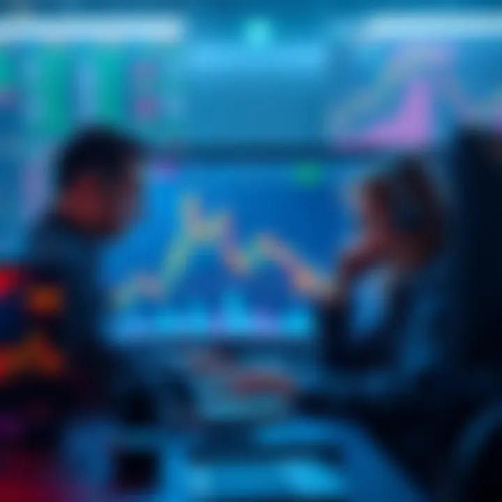 A market graph showing declining trends with frustrated crypto traders looking at screens, reflecting disillusionment in the altcoin scene.