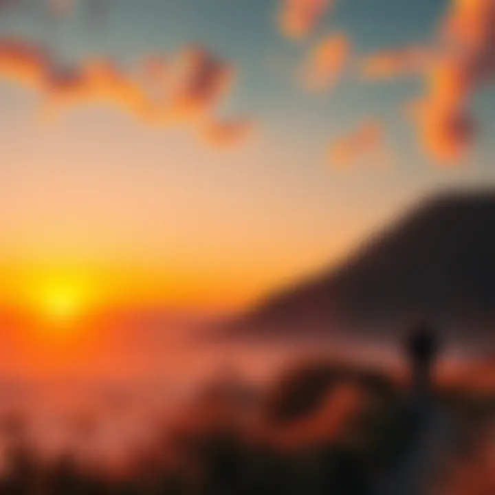 A sunset over a quiet landscape A beautiful sunset casting warm colors over a calm landscape, symbolizing an ending and new beginnings.