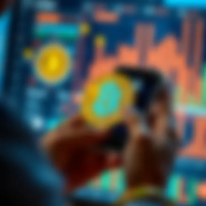 A person using a Ledger wallet to swap Bitcoin for Tether, showing a digital interface with cryptocurrency icons.