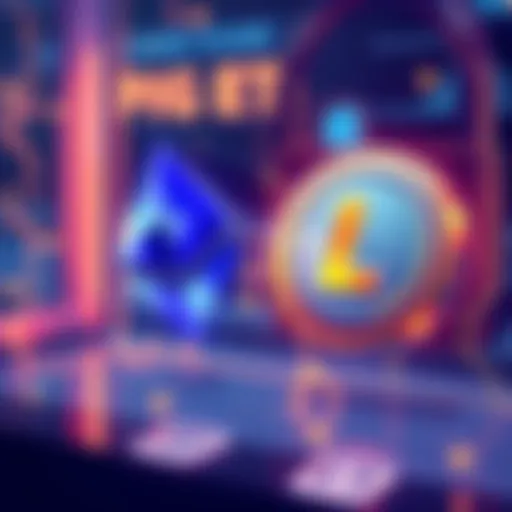 A digital illustration showing Ethereum and Litecoin logos exchanging in a secure environment, emphasizing privacy and decentralization.