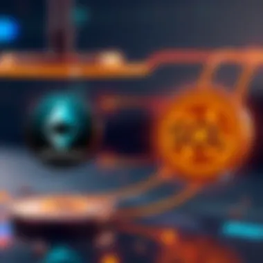 A graphic showing the process of exchanging Ethereum (ETH) for Solana (SOL) with arrows indicating a seamless transaction.