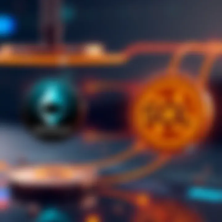 A graphic showing the process of exchanging Ethereum (ETH) for Solana (SOL) with arrows indicating a seamless transaction.