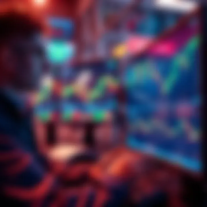 A technical trader focused on analyzing stock charts and data on a computer screen.