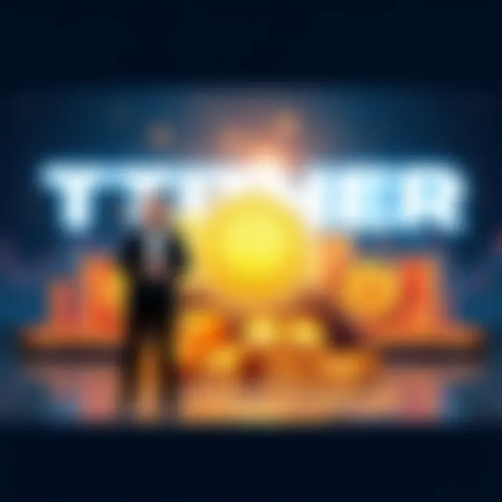 Tether CEO stands in front of a graphic showing Bitcoin and gold bars symbolizing the company's holdings