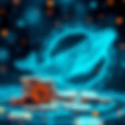 A visual representation of digital tokens being transferred with a whale symbol in the background, highlighting the connection between donations and large investors.