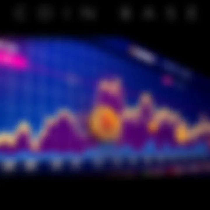 A graph showing rising cryptocurrency trends with different coins highlighted