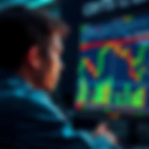 A person looking at a computer screen with cryptocurrency charts and graphs, showing concern and contemplation over past trading choices