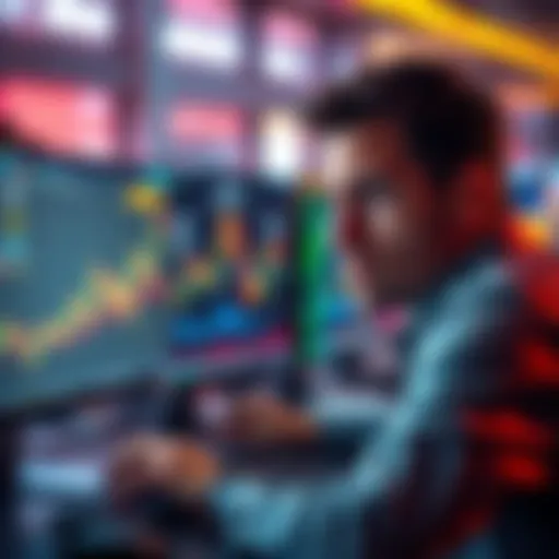 A trader looking worried while monitoring cryptocurrency charts on a computer, symbolizing the loss and exit from a major position.